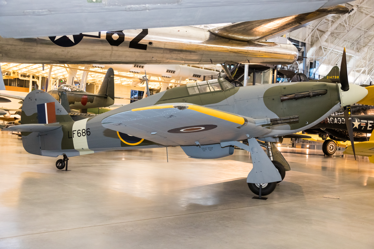 Steven f udvar-hazy center,2018 год и музей РАФ: истребитель Hawker Hurricane IIC.